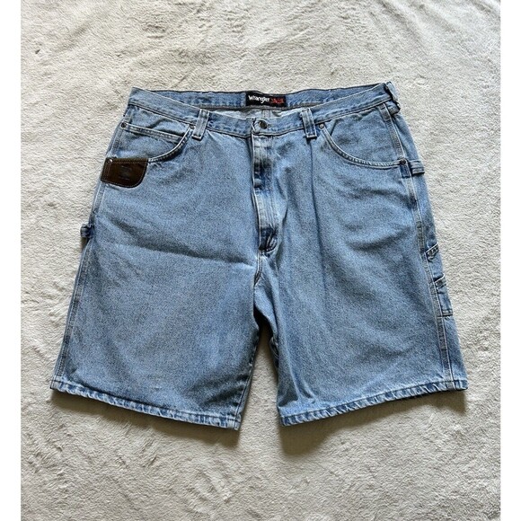 Wrangler Riggs Carpenter Shorts Men's 42 Denim WorkWear Blue Light Wash Cotton - Picture 2 of 8